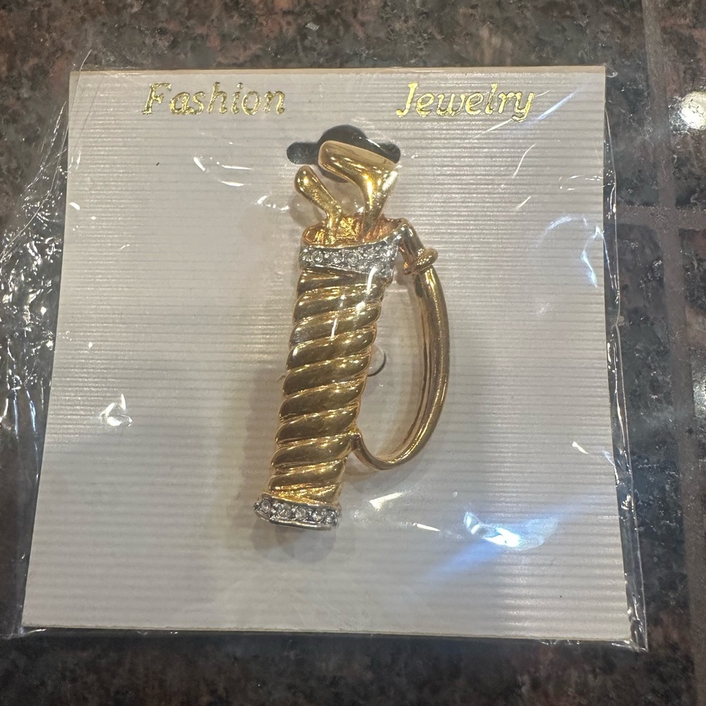 Gold Golf Bag Brooch